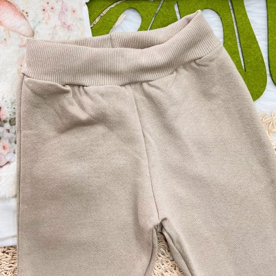 Conj. Blusa de Moletom com Pelinho Coelhinha e Calça de Moletinho - Off White e Areia